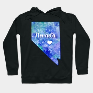 Nevada state map USA heart watercolor blue watercolour Hoodie